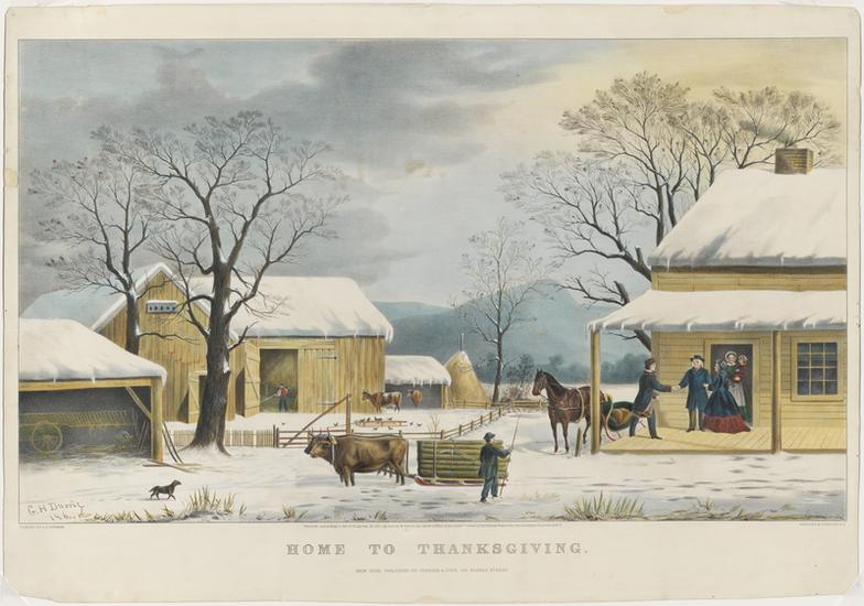 Currier &amp; Ives. Home to Thanksgiving, 1867. (Courtesy of the Museum of the City of New York)