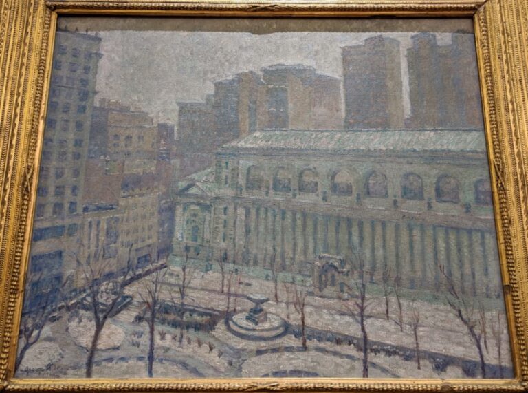 George Biddle, The New York Public Library (1920). Painting hanging in the Salomon Room in the New York Public Library. (Photograph by author)